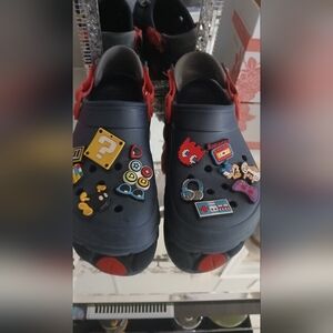 CROCS Kids Shoes with Fun Charms - Navy and Red